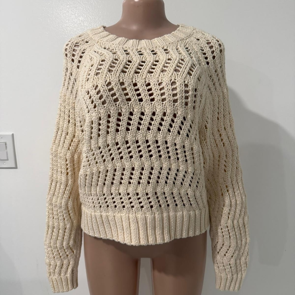 American Eagle Outfitters Cream Open-Knit Sweater